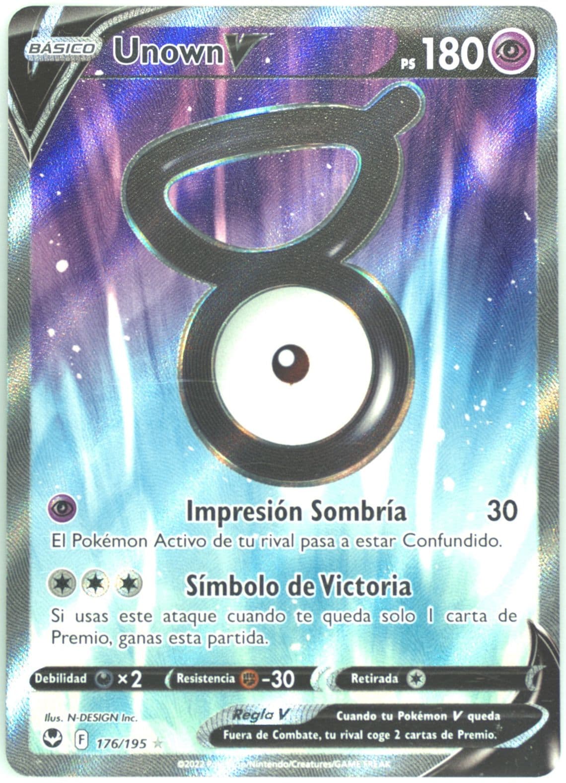 Full Art/Unown V Spanish (176) 2022 Pokemon Sword & Shield Silver Tempest