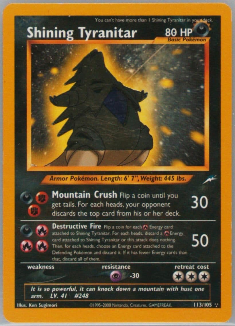 Shining Tyranitar Incomplete Foil (113) 2002 Pokemon Neo Destiny