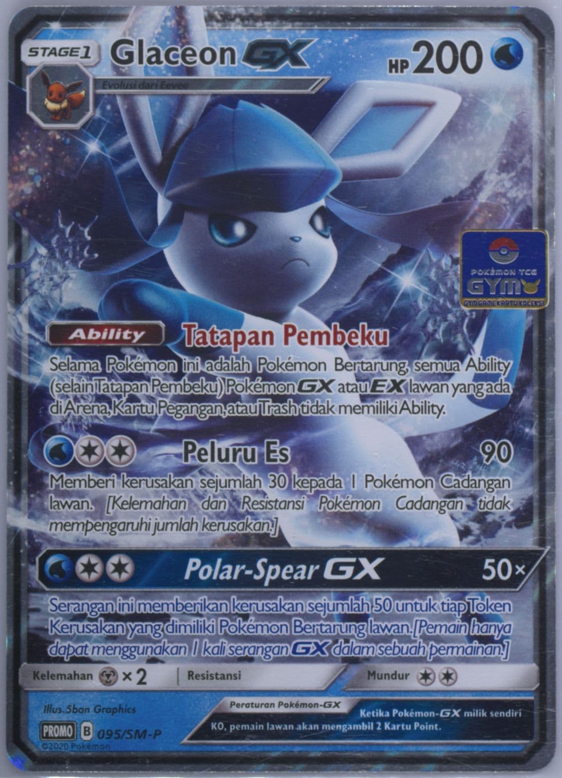 Glaceon GX Pokemon Gym Prize (095) 2020 Pokemon Indonesian SM Promo