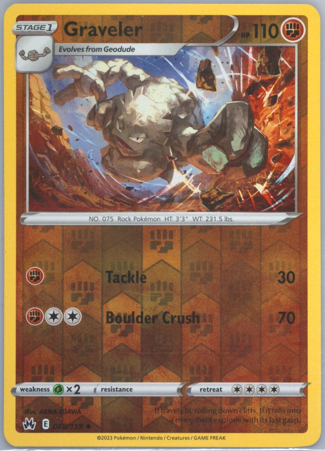 Graveler-Reverse Foil (068) 2023 Pokemon Sword and Shield Crown Zenith