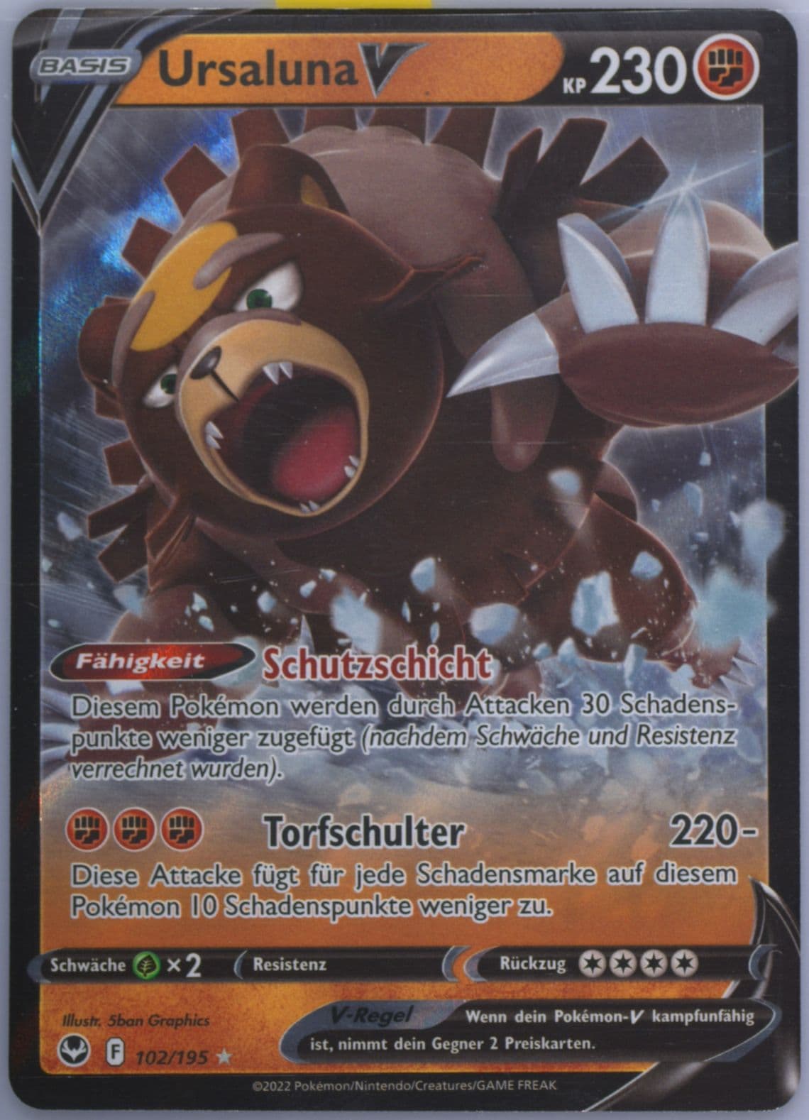 Ursaluna V German (102) 2022 Pokemon Sword & Shield Silver Tempest