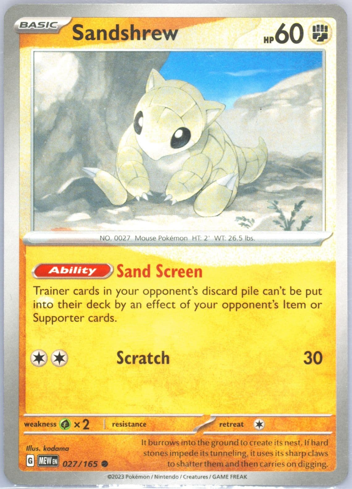 Sandshrew (027) 2023 Pokemon Mew EN-151