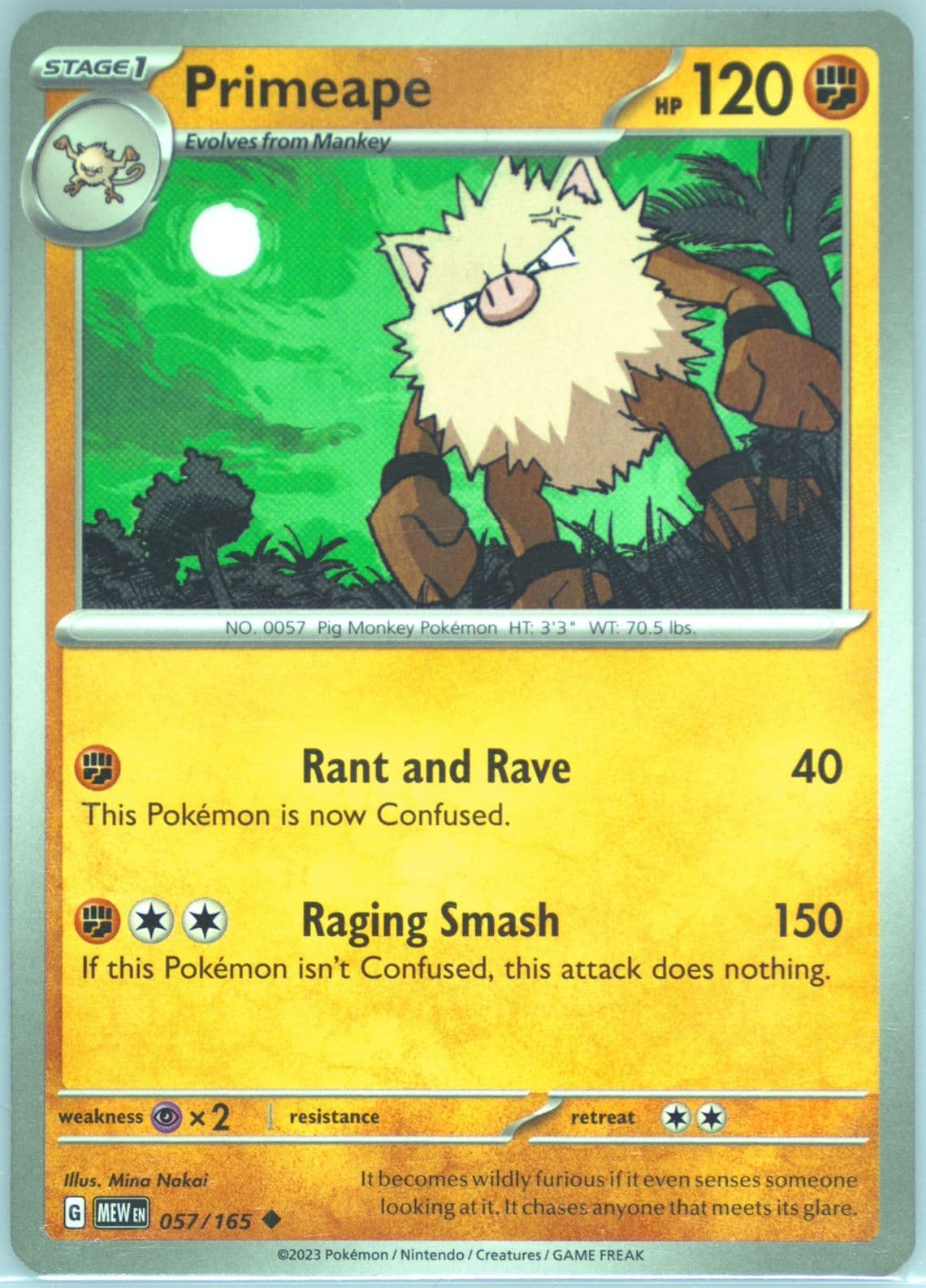 Primeape (057) 2023 Pokemon Mew EN-151