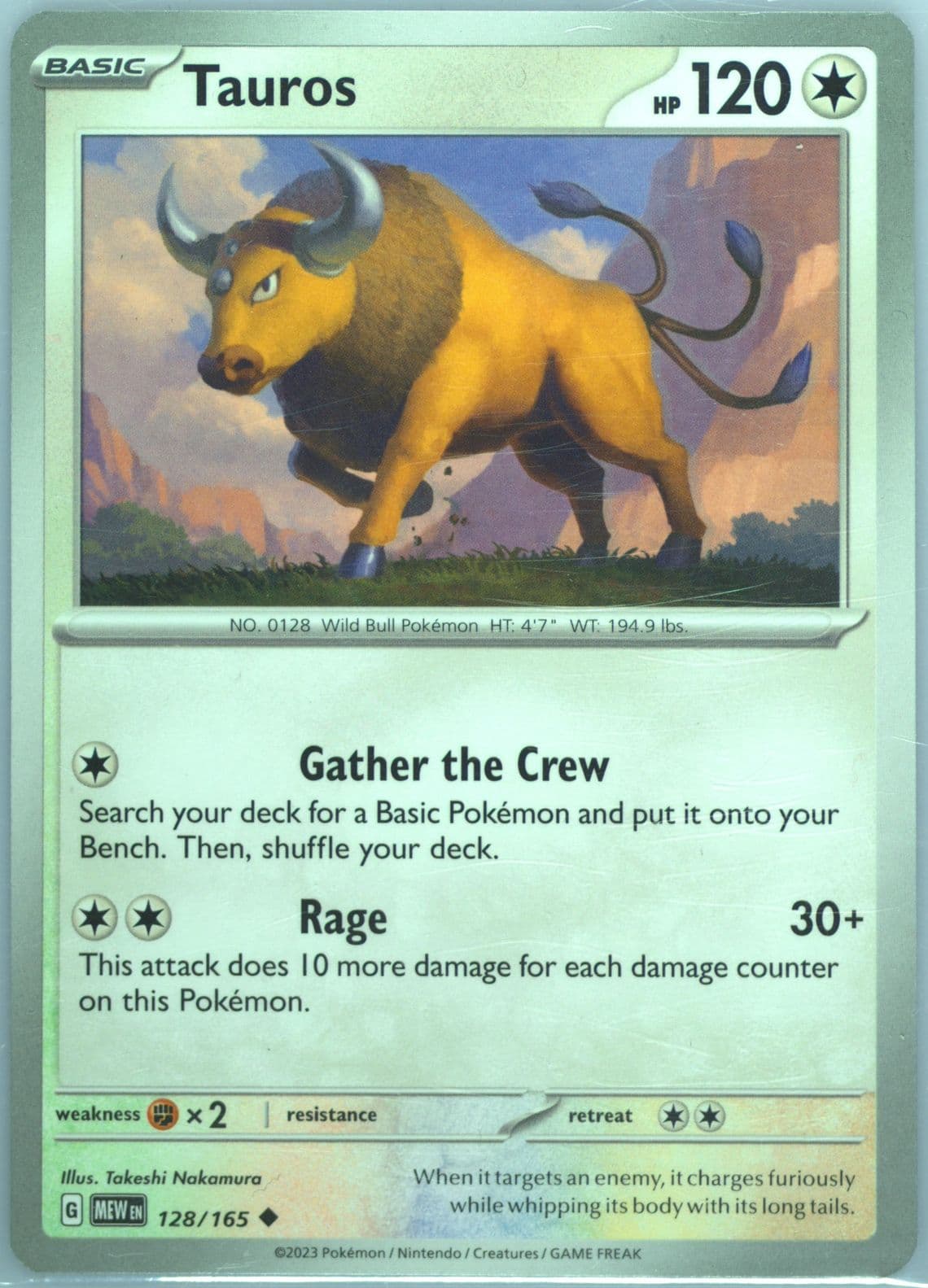 Tauros (128) 2023 Pokemon Mew EN-151