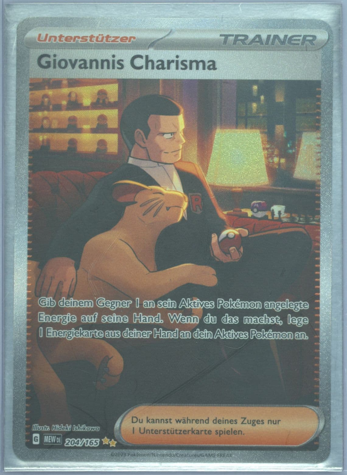 Giovanni's Charisma Special Illustration Rare (204) 2023 Pokemon German Mew de-151