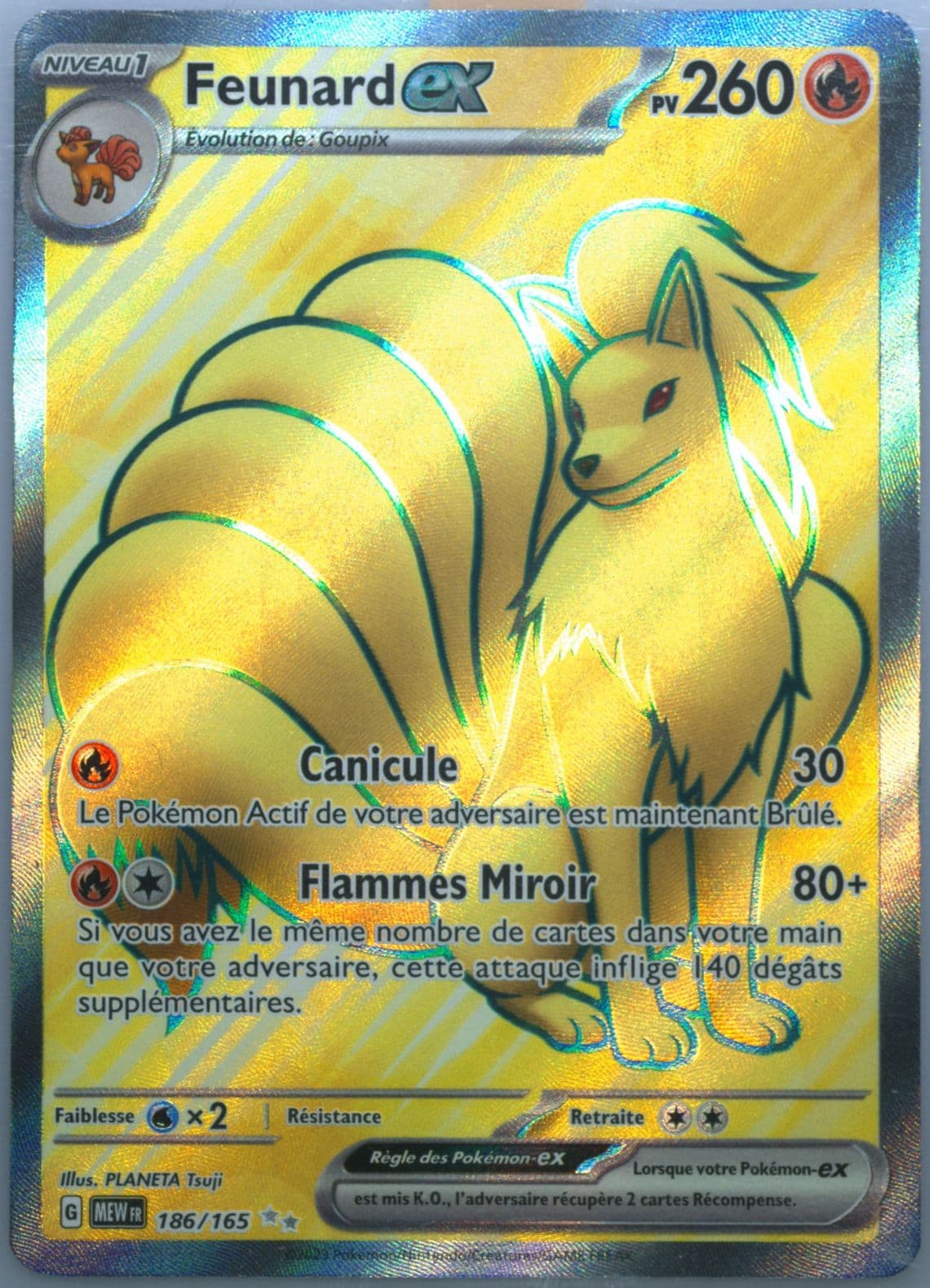 Ninetales EX Ultra Rare (186) 2023 Pokemon French Mew FR-151