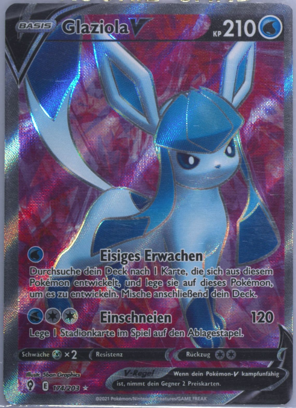 Full Art/Glaziola V German (174) 2021 Pokemon Sword & Shield Evolving Skies