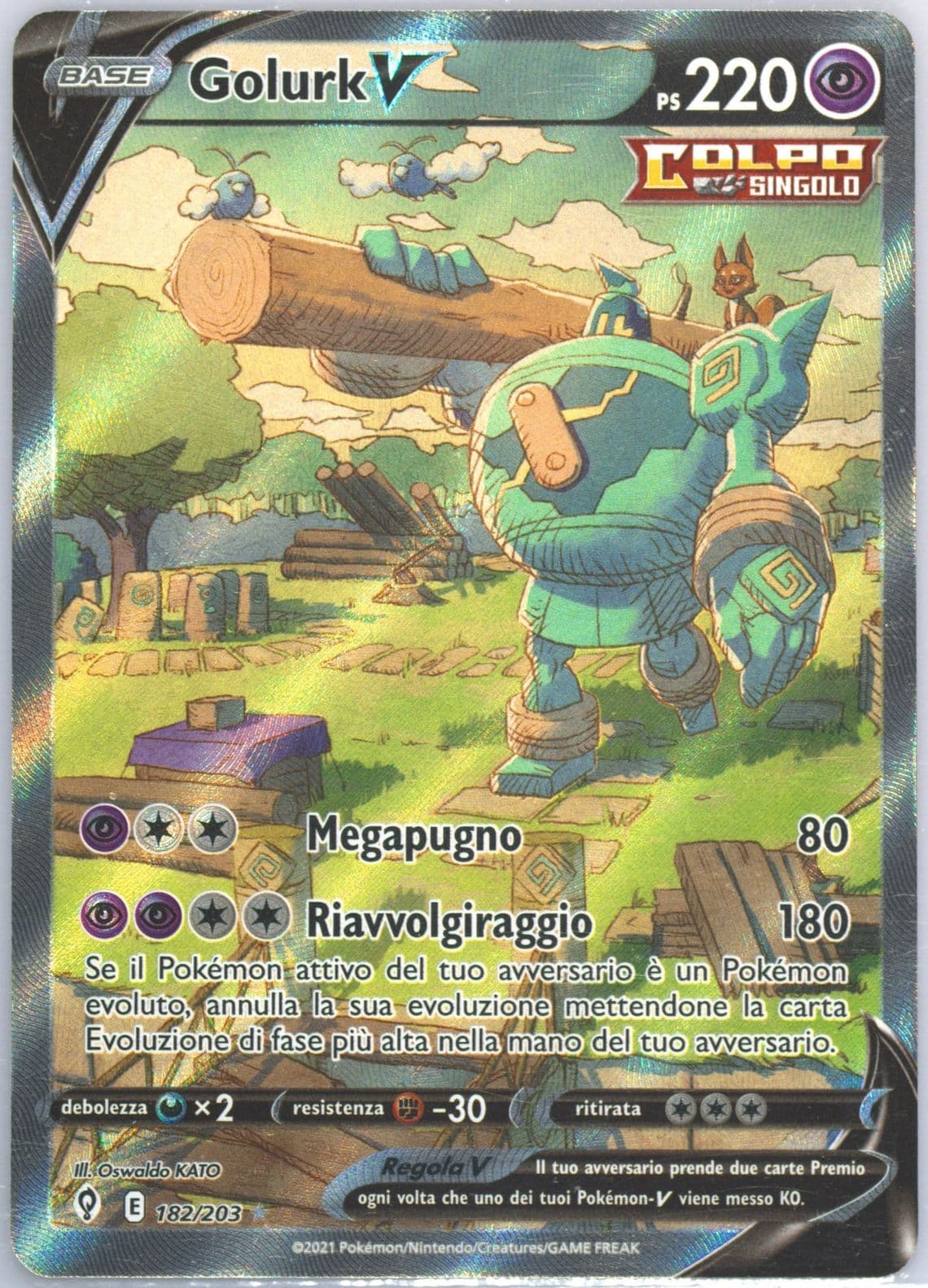 Full Art/Golurk V Italian (182) 2021 Pokemon Sword & Shield Evolving Skies