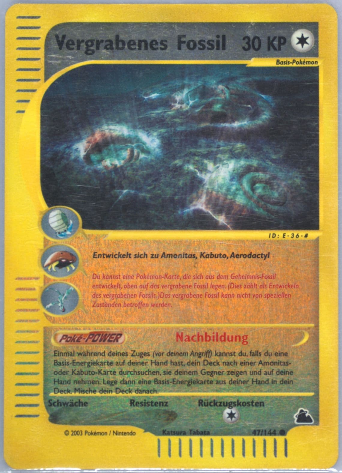 Vergrabenes Fossil-Reverse Foil German (47) 2003 Pokemon Skyridge