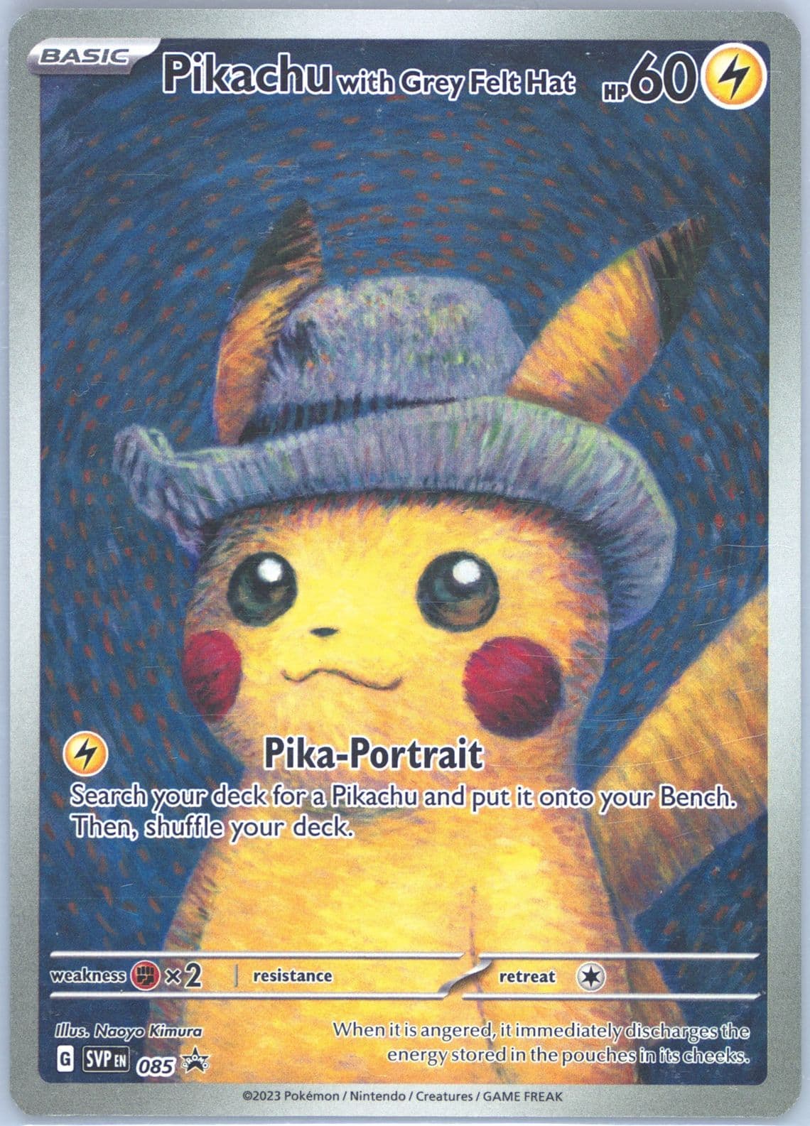 Pikachu With Grey Felt Hat Pokemon X Van Gogh (085) 2023 Pokemon Svp EN-SV Black Star Promo