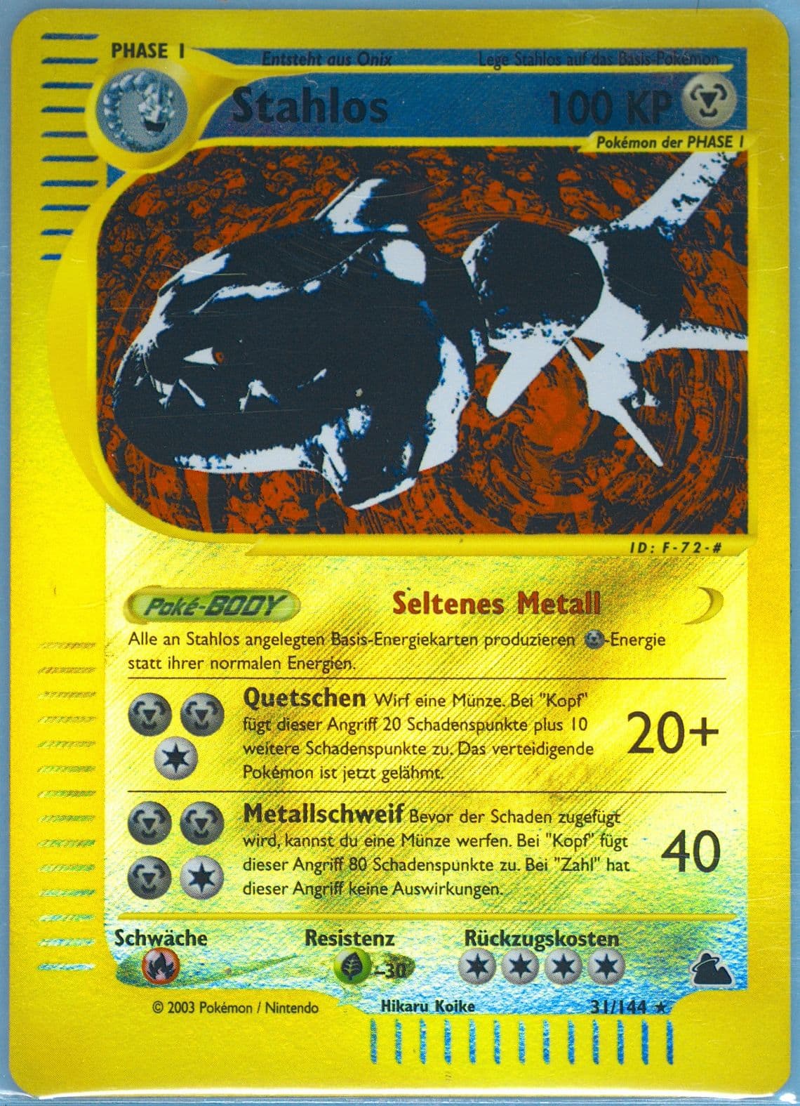 Stahlos-Reverse Foil German (31) 2003 Pokemon Skyridge