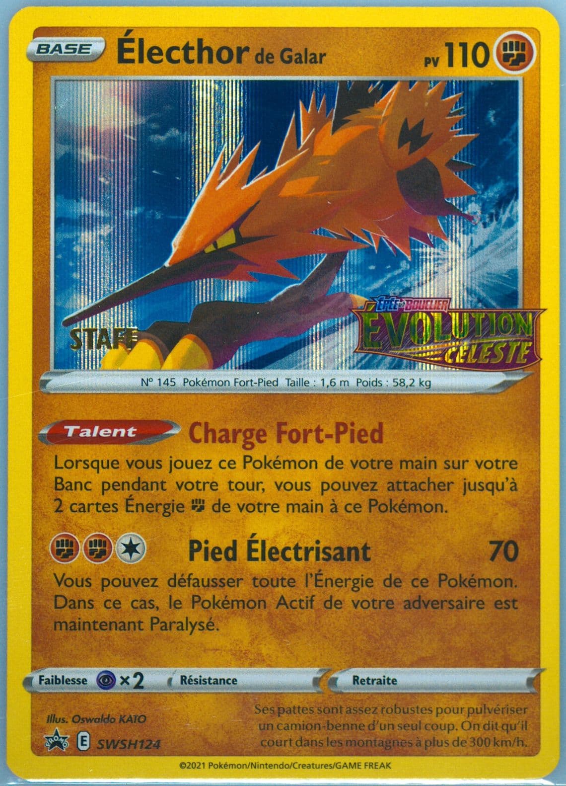 Electhor de Galar-Holo Prerelease-Staff-French (124) 2023 Pokemon Swsh Black Star Promo