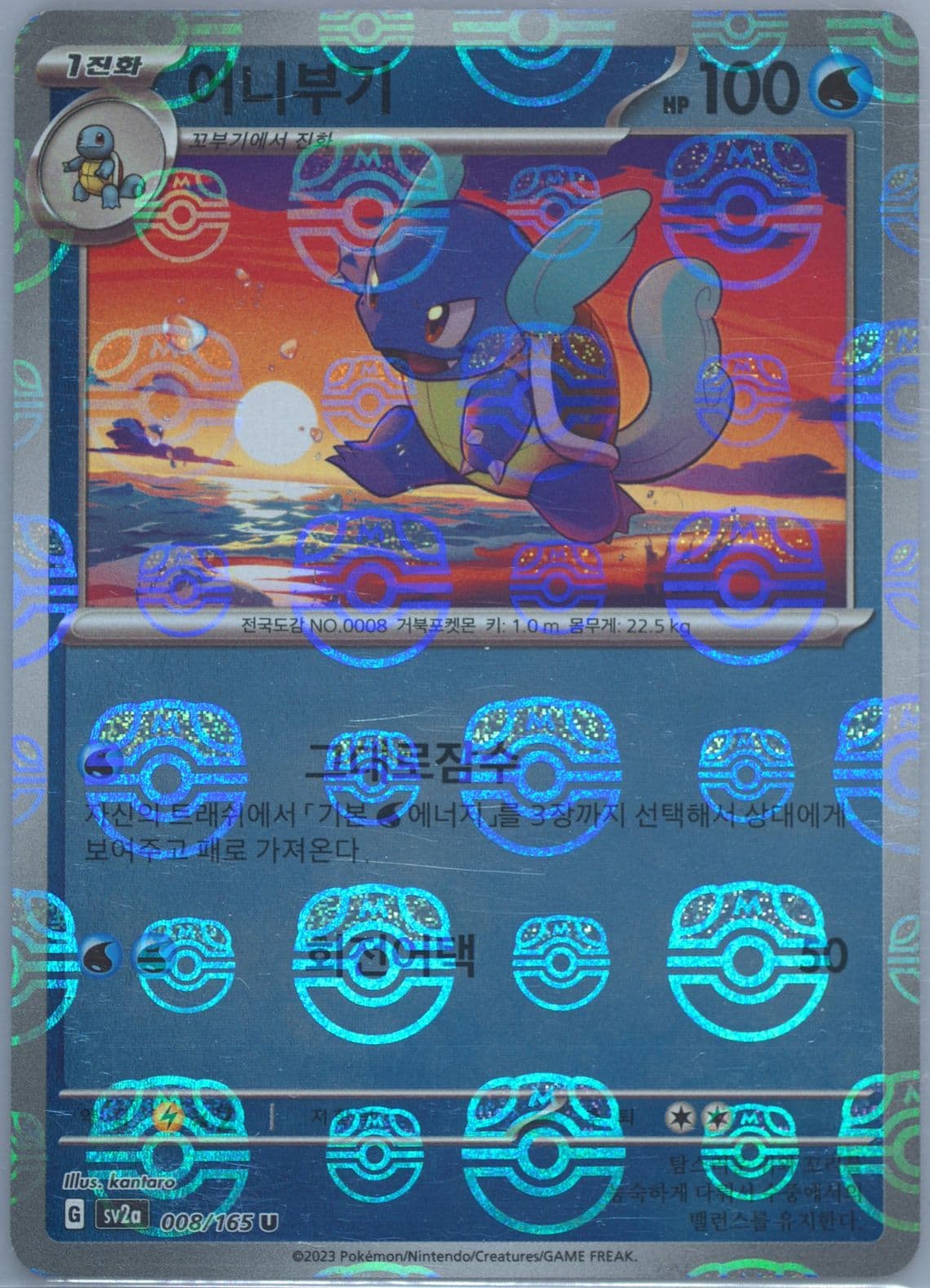 Wartortle Master Ball Reverse Holo (008) 2023 Pokemon Korean Sv2a-Pokemon 151