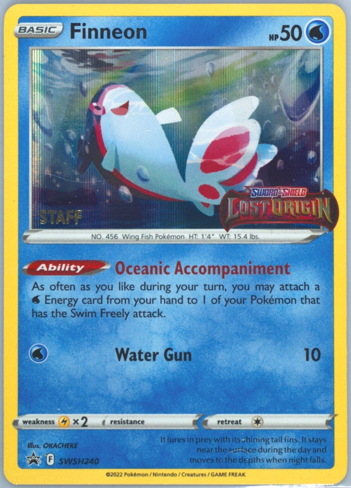 Finneon-Holo Prerelease-Staff (240) 2023 Pokemon Swsh Black Star Promo