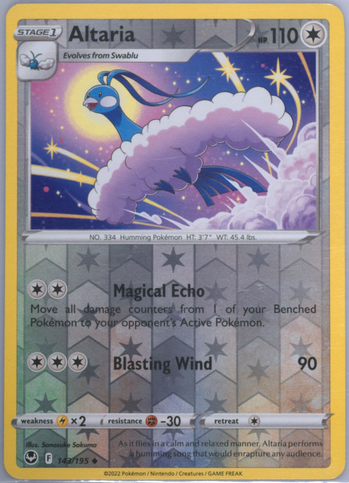 Altaria-Reverse Foil (143) 2022 Pokemon Sword & Shield Silver Tempest