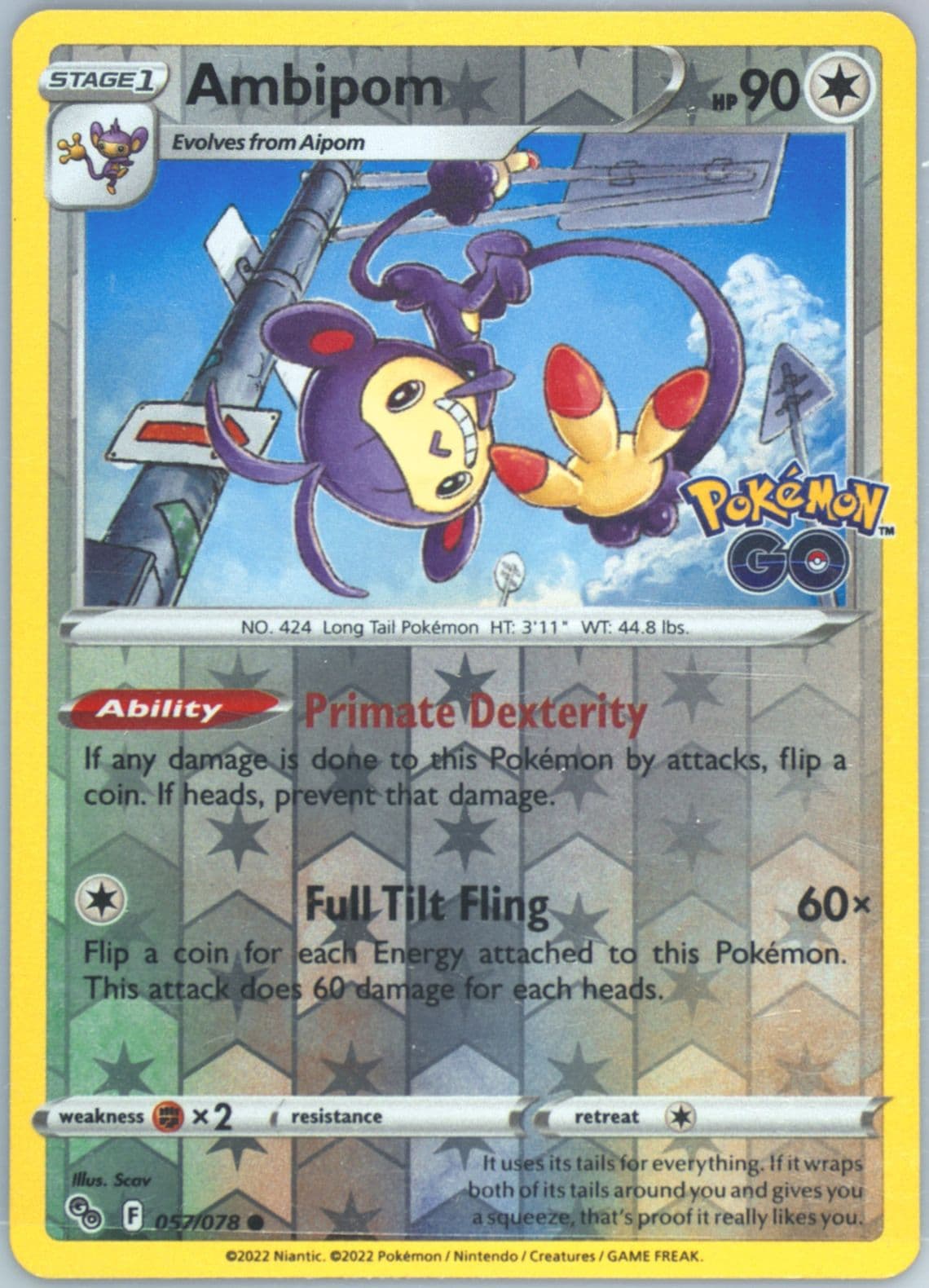 Ambipom-Reverse Foil (057) 2022 Pokemon Go