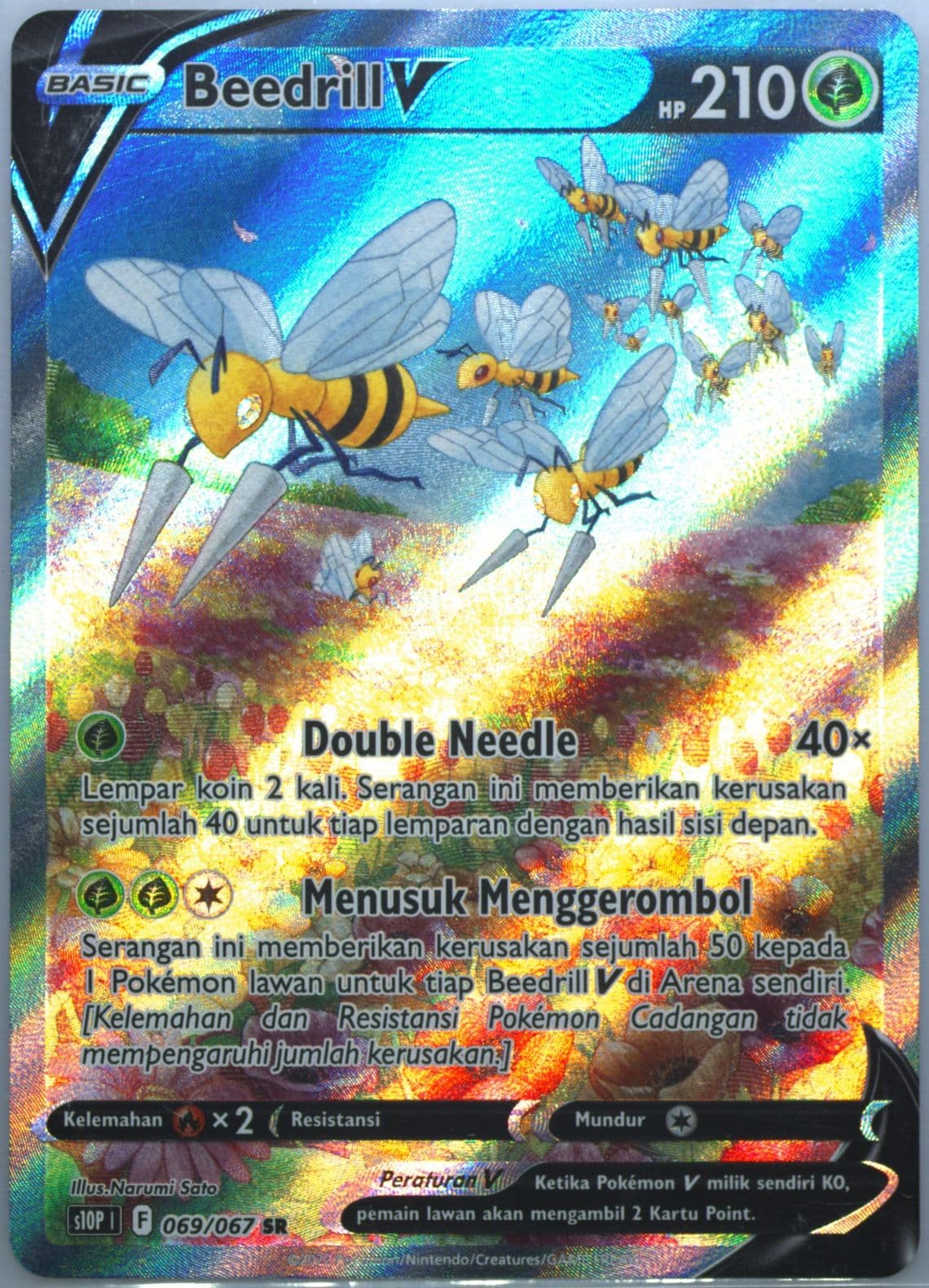 Full Art/Beedrill V (069) 2022 Pokemon Indonesian Sword & Shield Space Juggler