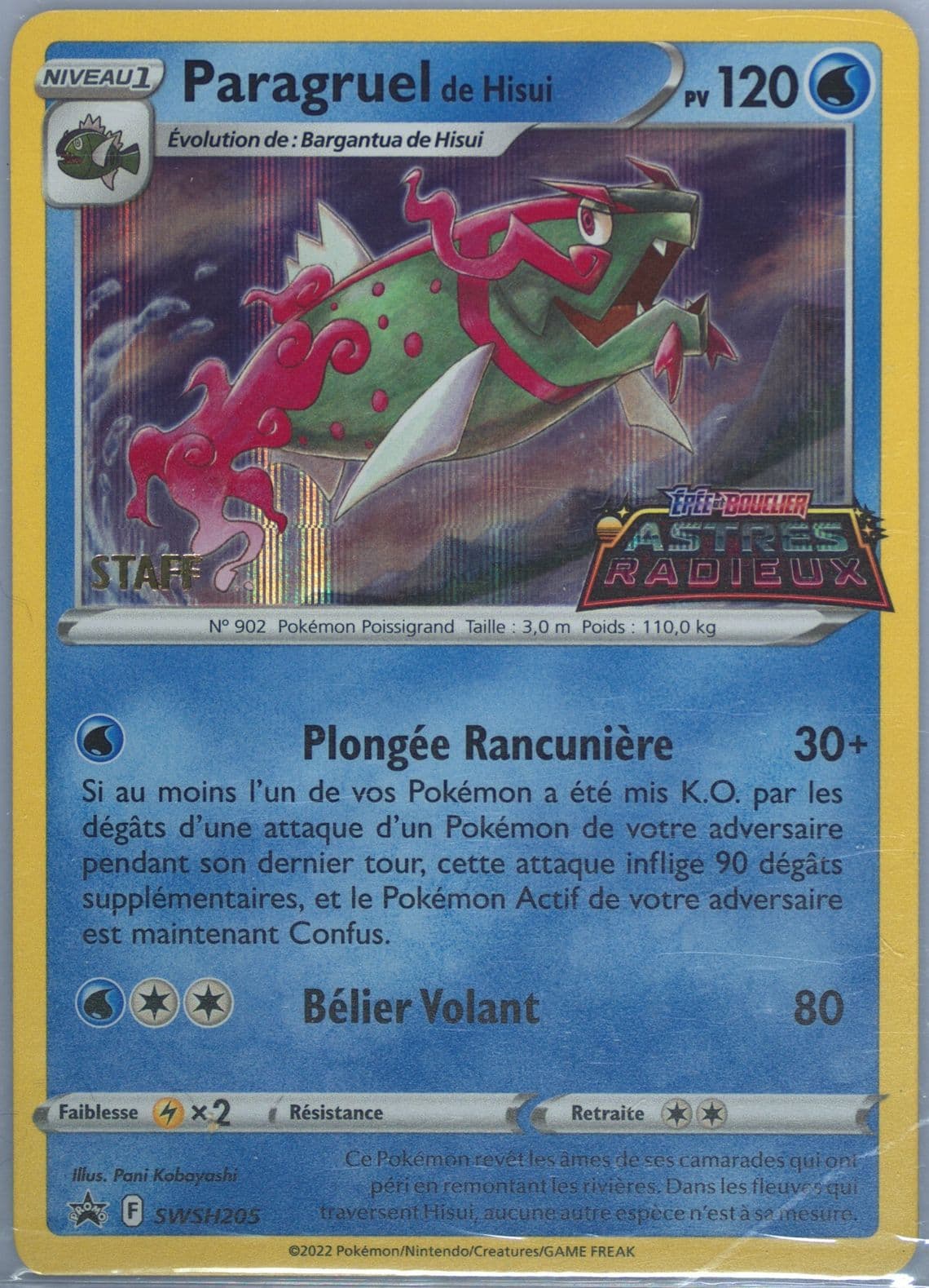 Paragruel de Hisui-Holo Prerelease-Staff-French (205) 2023 Pokemon Swsh Black Star Promo