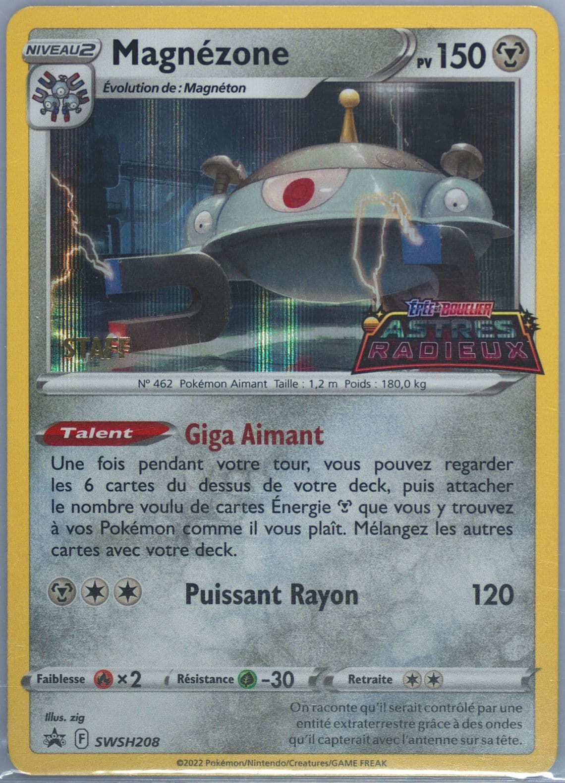 Magnezone-Holo Prerelease-Staff-French (208) 2023 Pokemon Swsh Black Star Promo