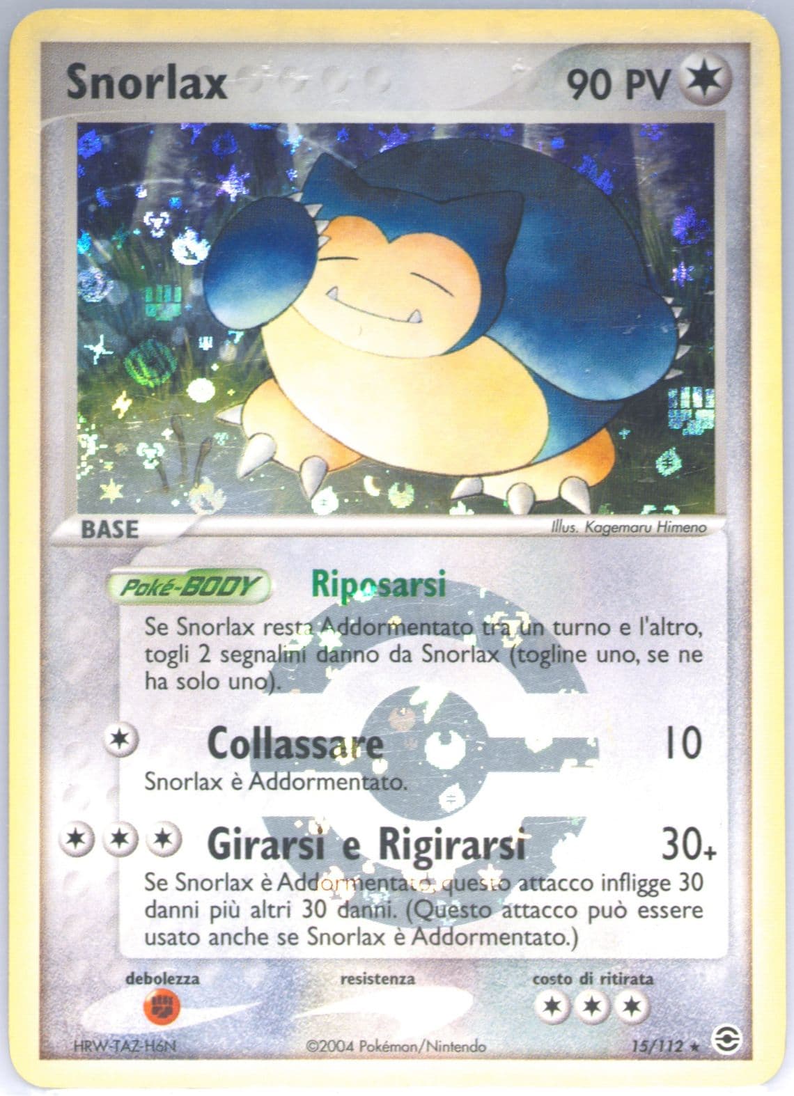 Snorlax-Reverse Foil Italian (15) 2004 Pokemon EX Fire Red & Leaf Green