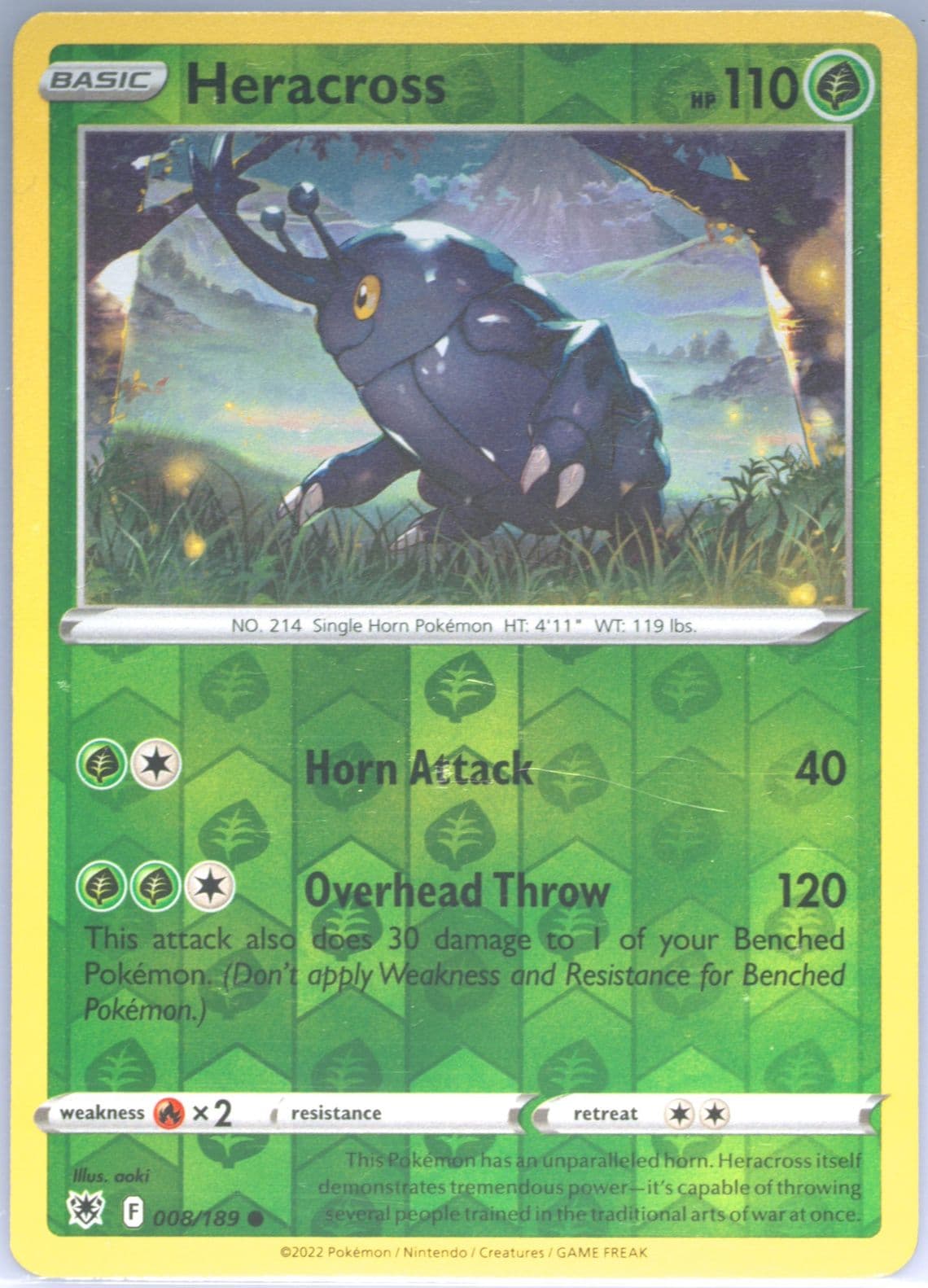 Heracross-Reverse Foil (008) 2022 Pokemon Sword & Shield Astral Radiance