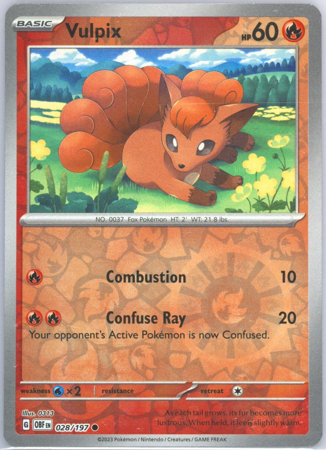 Vulpix Reverse Holo (028) 2023 Pokemon Obf EN-Obsidian Flames