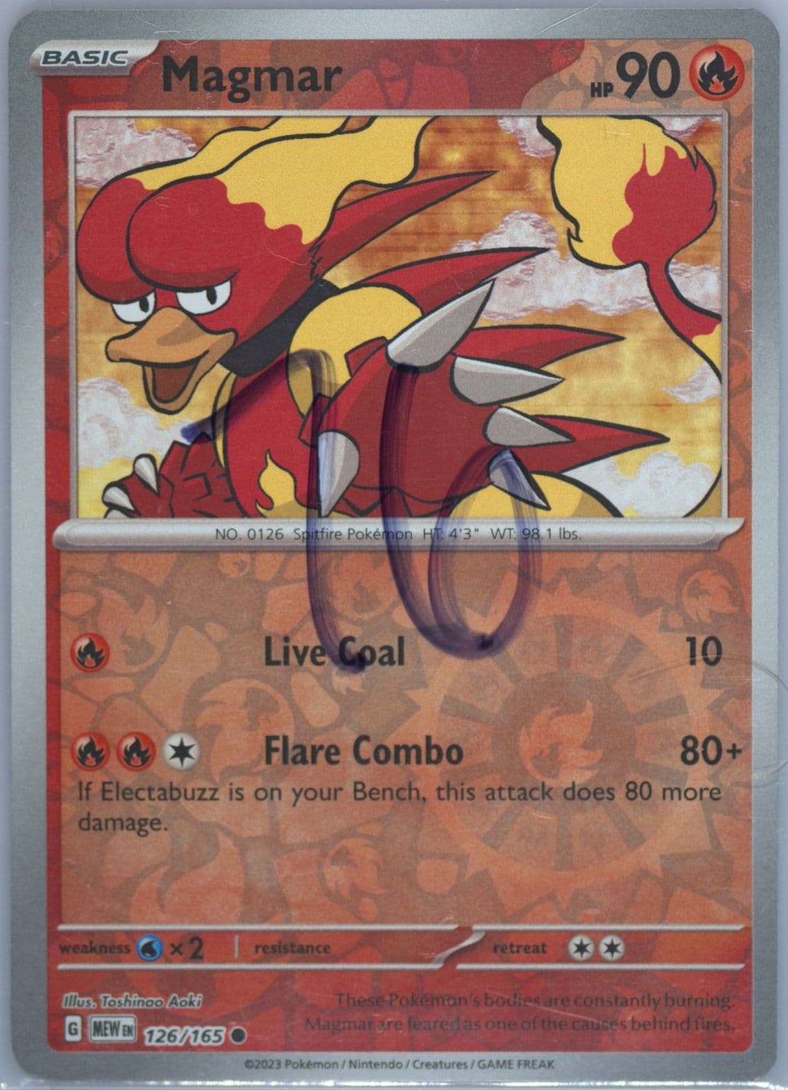 Magmar Reverse Holo (126) 2023 Pokemon Mew EN-151