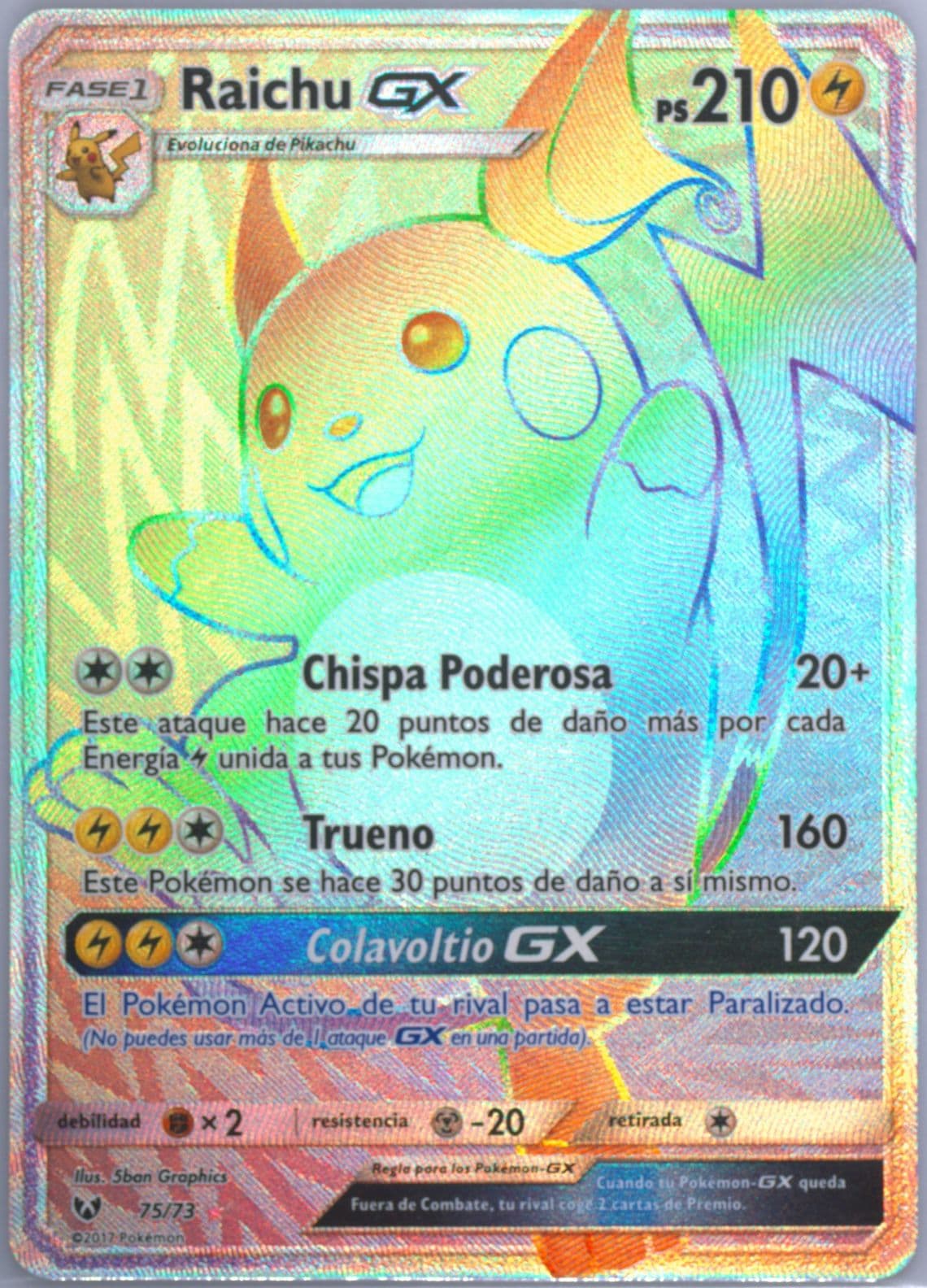 Full Art/Raichu GX Secret-Spanish (75) 2017 Pokemon Sun & Moon Shining Legends