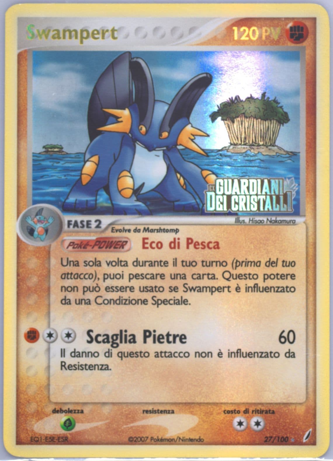 Swampert-Reverse Foil (27) 2007 Pokemon Italian EX Crystal Guardians