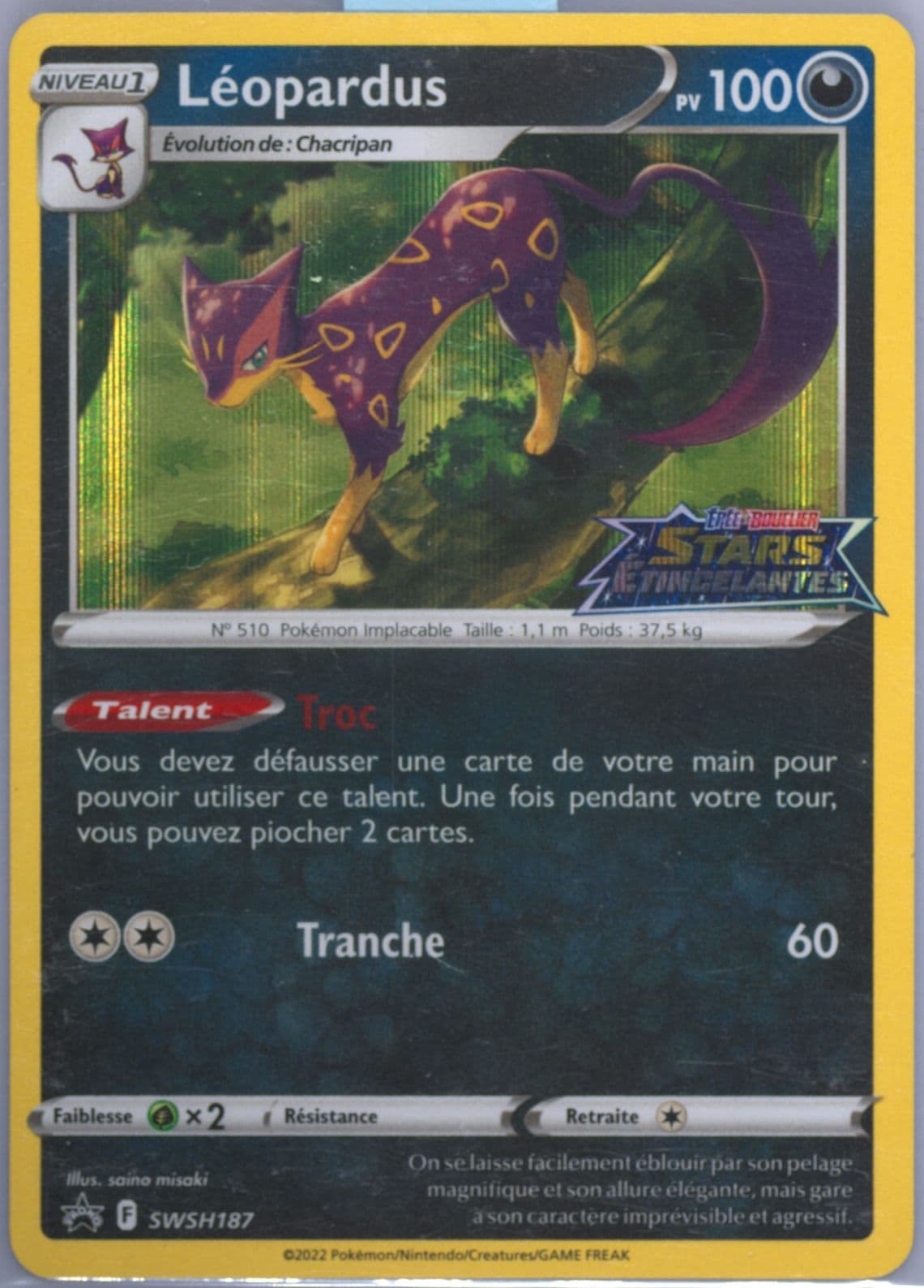 Leopardus-Holo Prerelease-French (187) 2022 Pokemon Swsh Black Star Promo