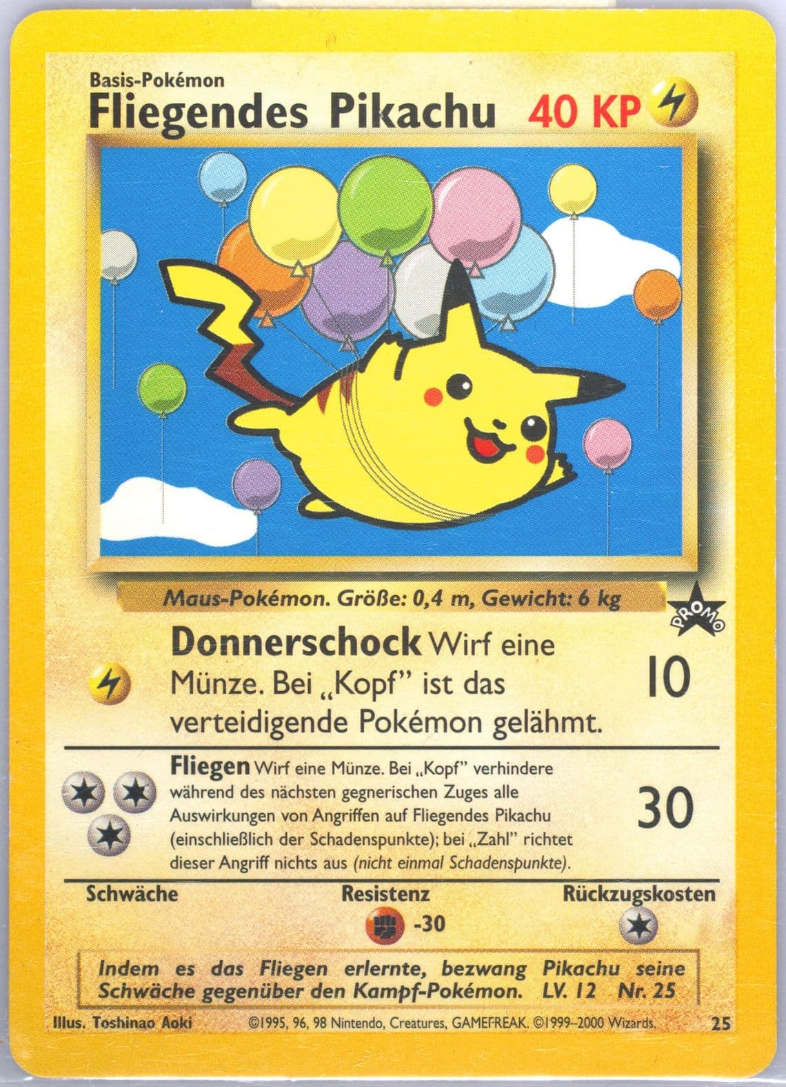 Fliegendes Pikachu Pokemon League-German (25) 2001 Pokemon Promo Black Star