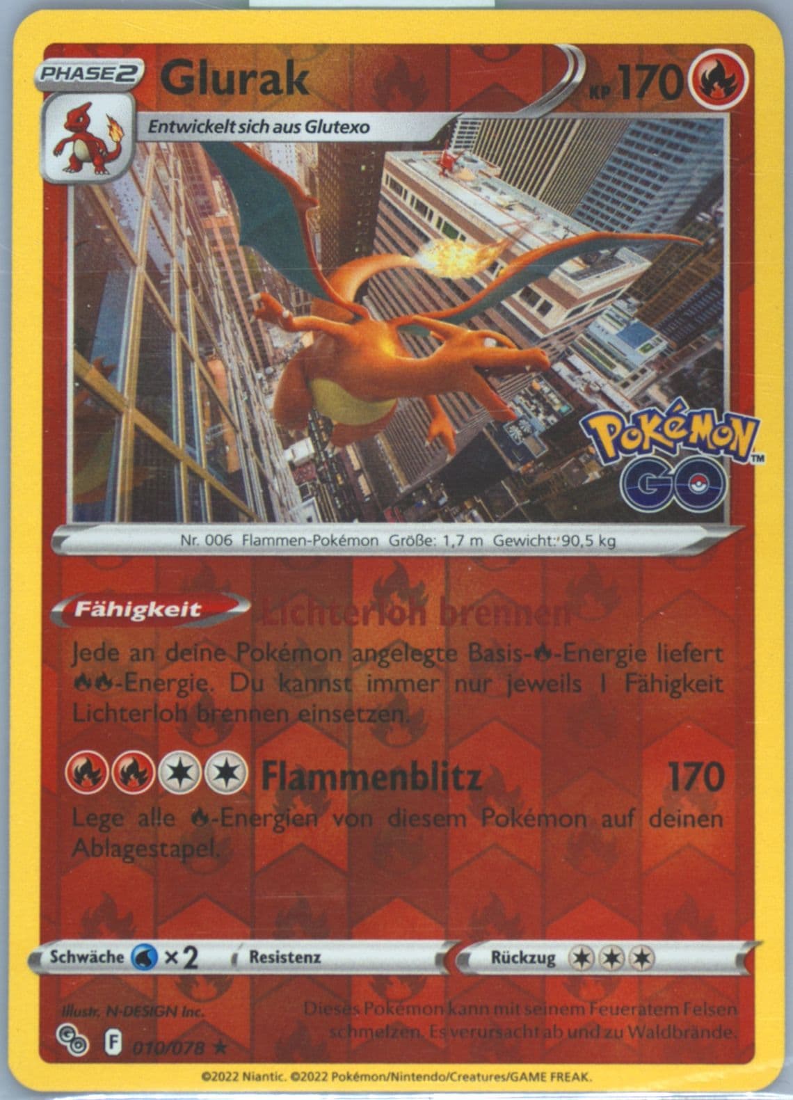 Glurak-Reverse Foil German (010) 2022 Pokemon Go