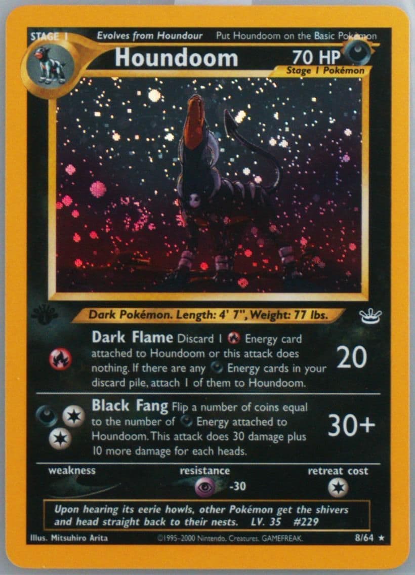 Houndoom-Holo Double Holo Error (8) 2001 Pokemon Neo Revelation 1st Edition