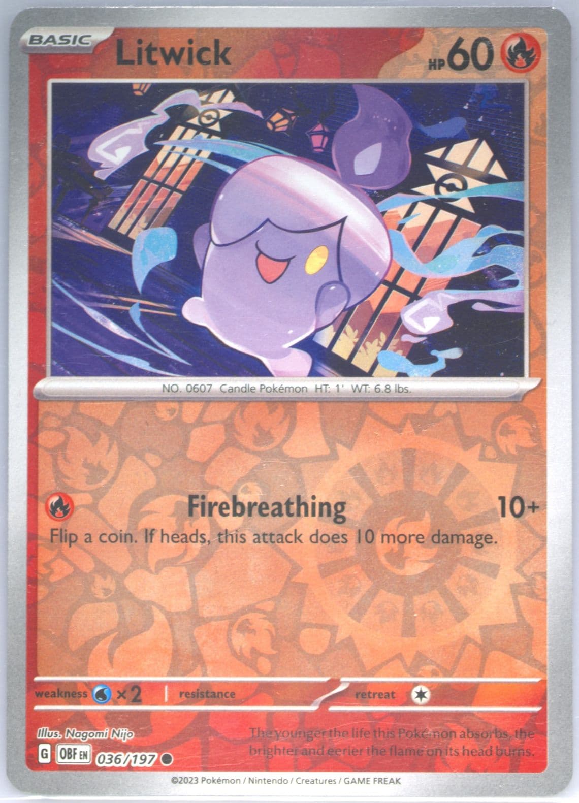Litwick Reverse Holo (036) 2023 Pokemon Obf EN-Obsidian Flames
