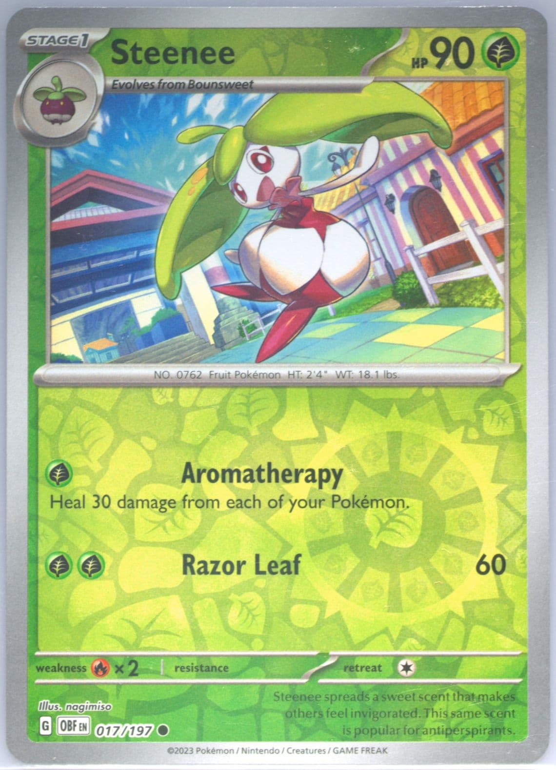 Steenee Reverse Holo (017) 2023 Pokemon Obf EN-Obsidian Flames