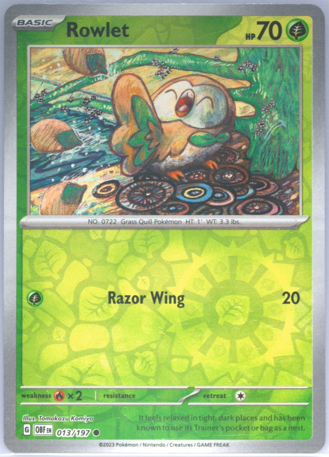 Rowlet Reverse Holo (013) 2023 Pokemon Obf EN-Obsidian Flames