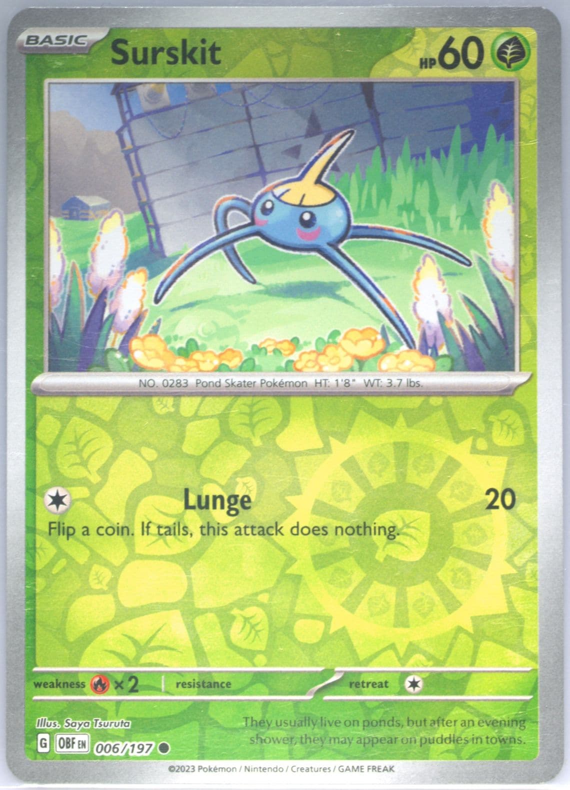 Surskit Reverse Holo (006) 2023 Pokemon Obf EN-Obsidian Flames