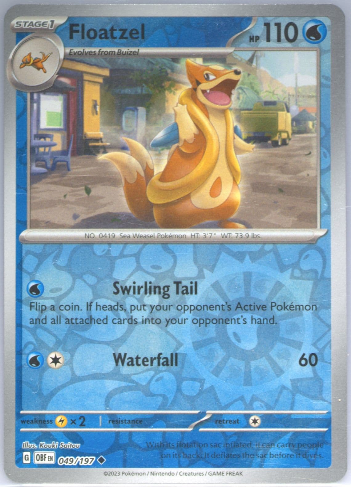 Floatzel Reverse Holo (049) 2023 Pokemon Obf EN-Obsidian Flames