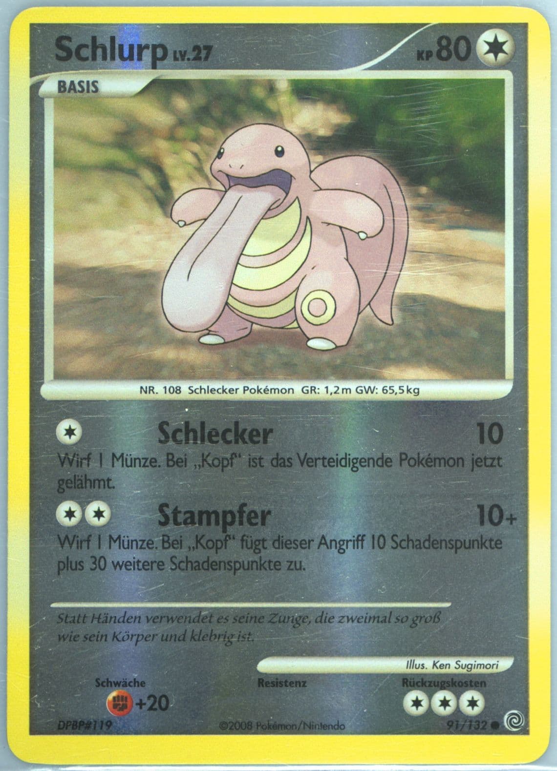 Schlurp-Reverse Foil (91) 2008 Pokemon German Diamond & Pearl Secret Wonders