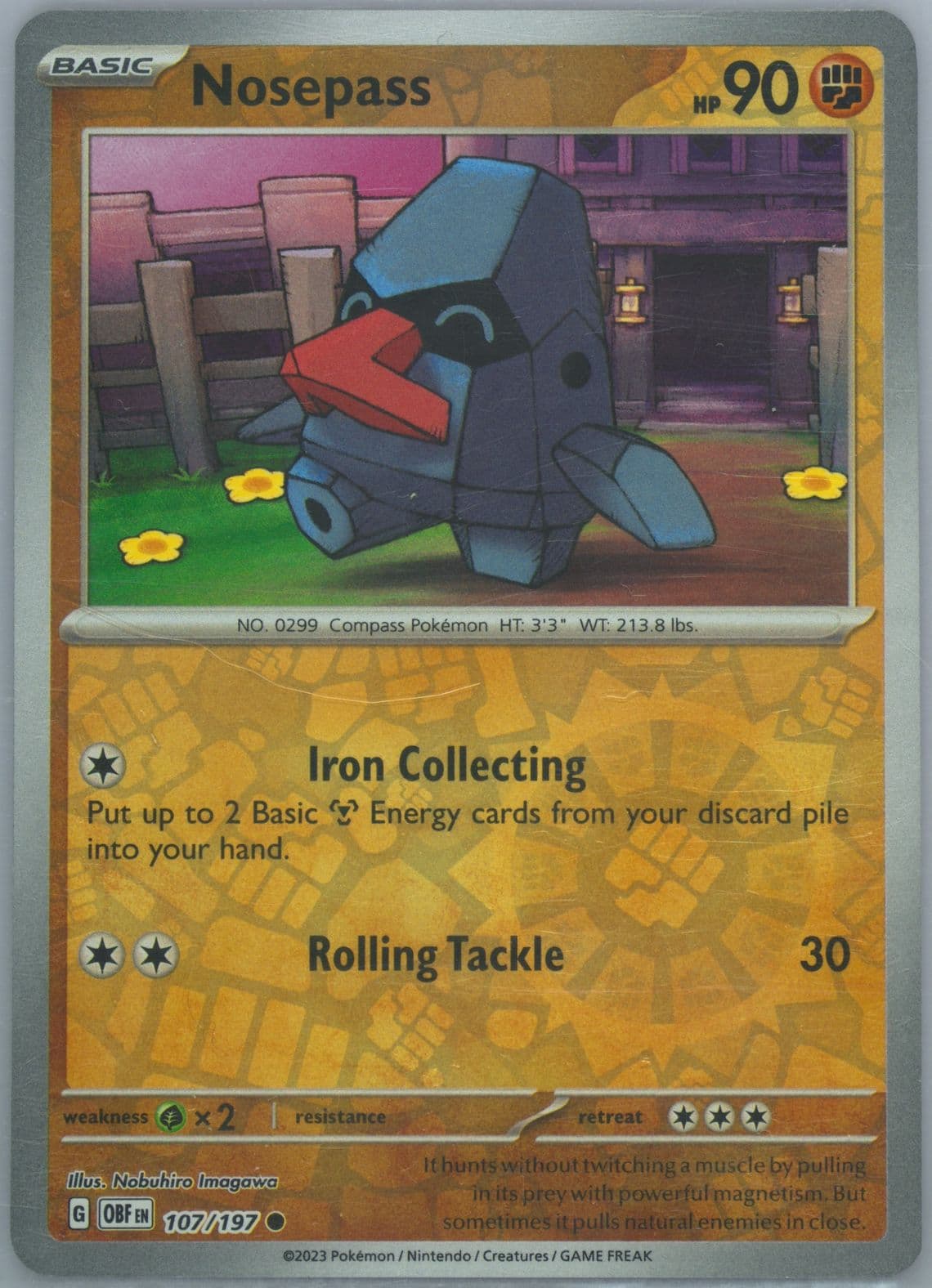 Nosepass Reverse Holo (107) 2023 Pokemon Obf EN-Obsidian Flames