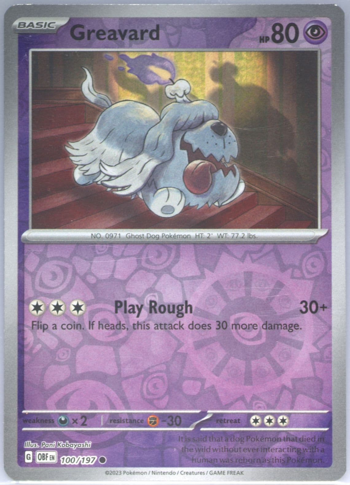 Greavard Reverse Holo (100) 2023 Pokemon Obf EN-Obsidian Flames