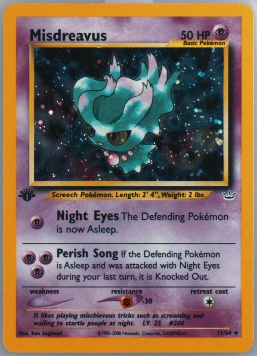 Misdreavus-Holo Double Holo Error (11) 2001 Pokemon Neo Revelation 1st Edition