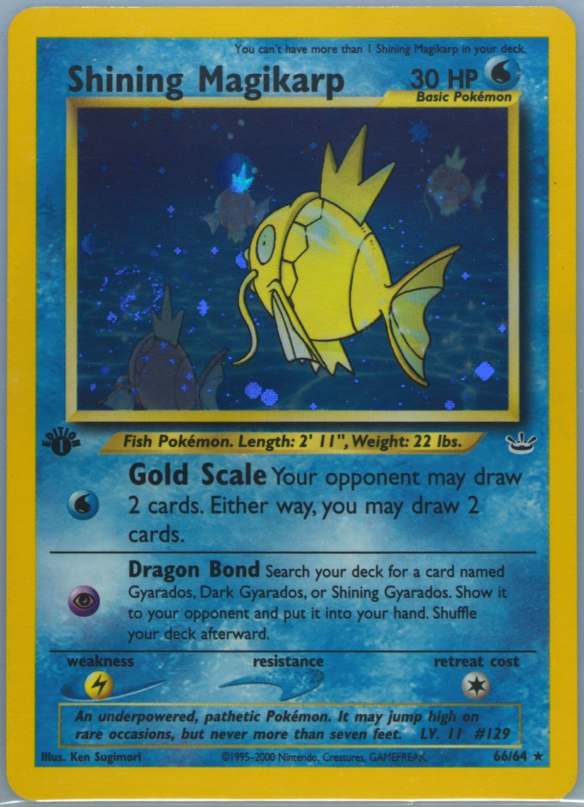 Shining Magikarp-Holo Double Holo Error (66) 2001 Pokemon Neo Revelation 1st Edition