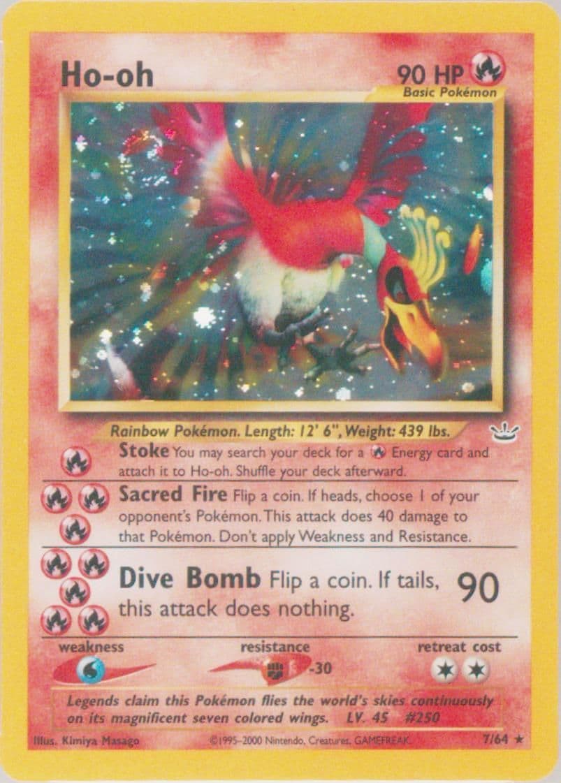 HO-Oh-Holo Double Holo Error (7) 2001 Pokemon Neo Revelation
