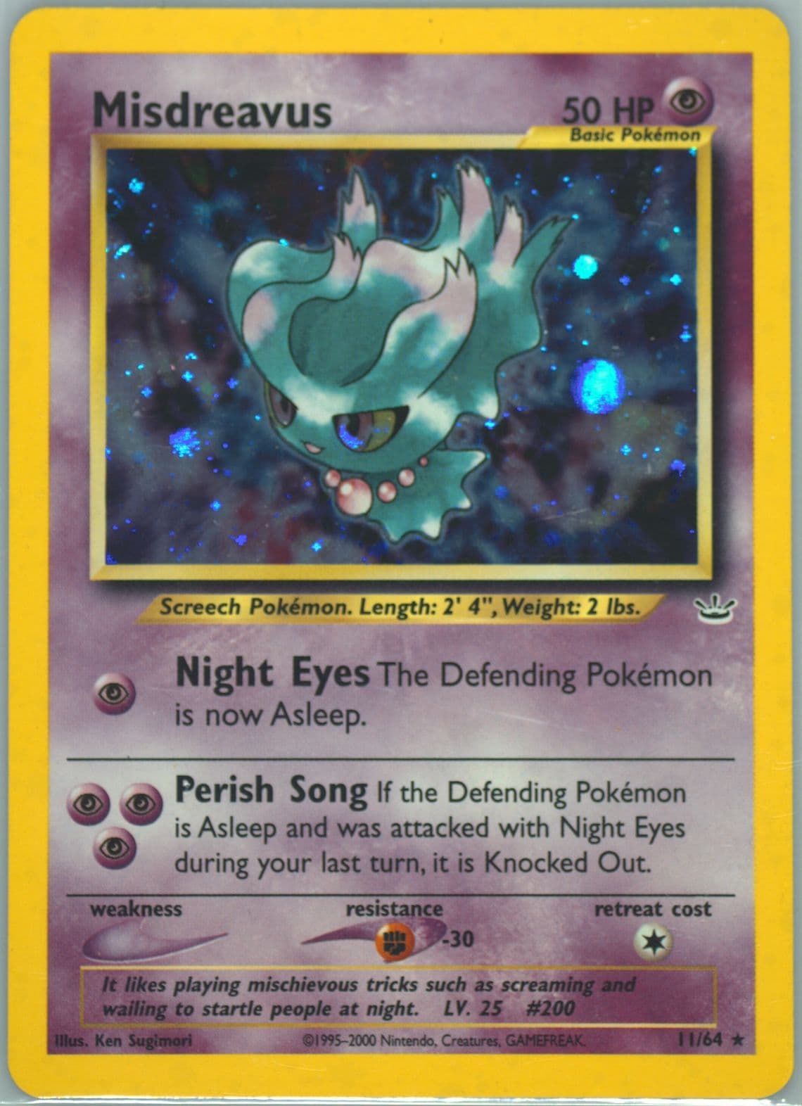 Misdreavus-Holo Double Holo Error (11) 2001 Pokemon Neo Revelation