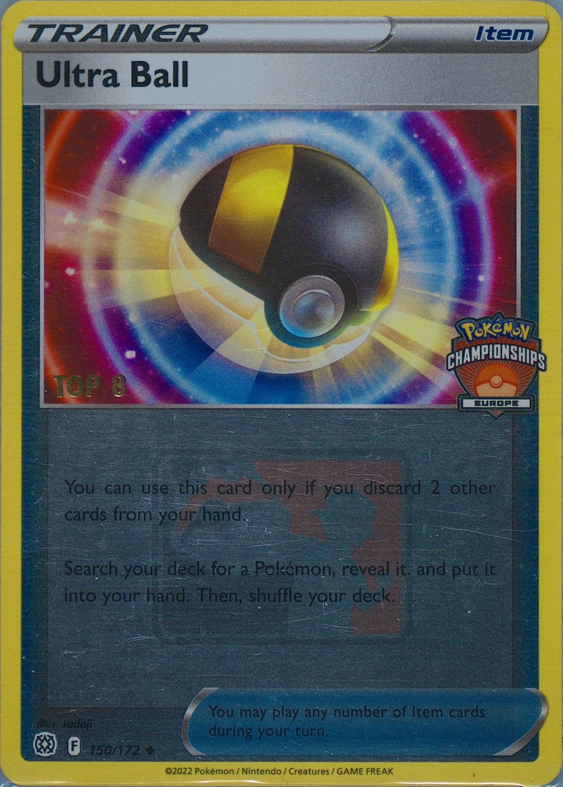 Ultra Ball-Reverse Foil 2023 Europe International Championships-Top 8 (150) 2022 Pokemon Sword & Shield Brilliant Stars