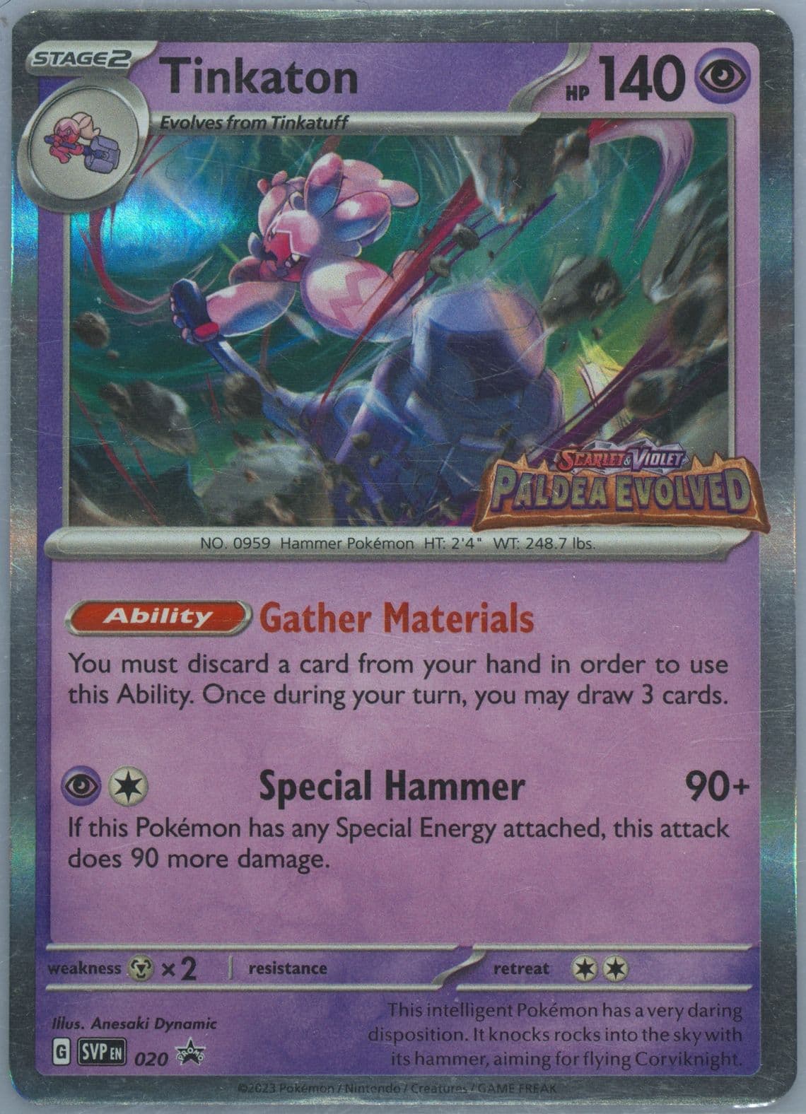 Tinkaton Paldea Evolved Prerelease (020) 2023 Pokemon Svp EN-SV Black Star Promo