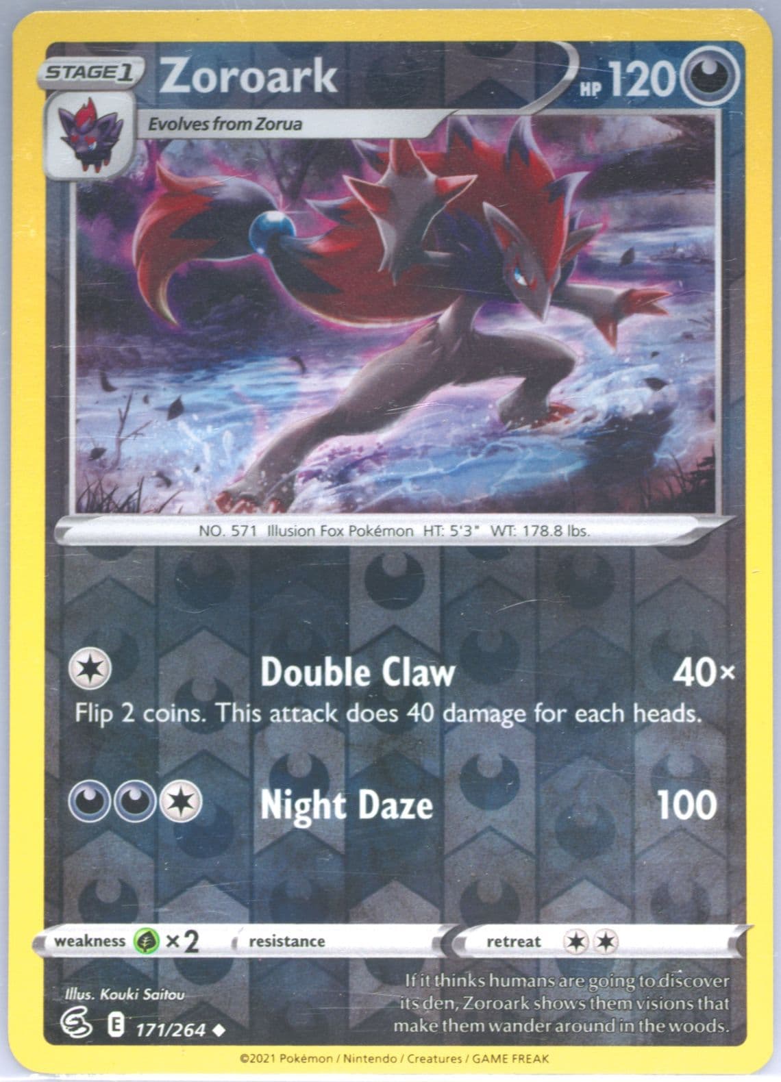 Zoroark-Reverse Foil (171) 2021 Pokemon Sword & Shield Fusion Strike
