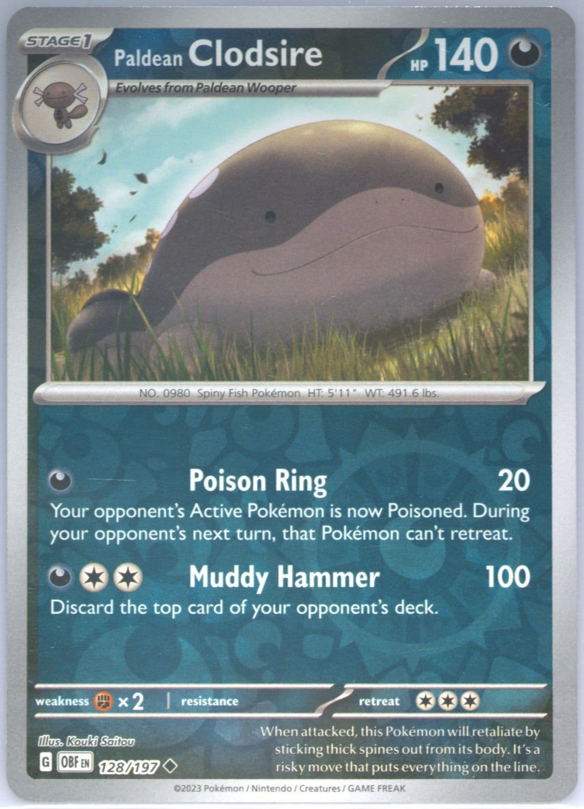 Paldean Clodsire Reverse Holo (128) 2023 Pokemon Obf EN-Obsidian Flames