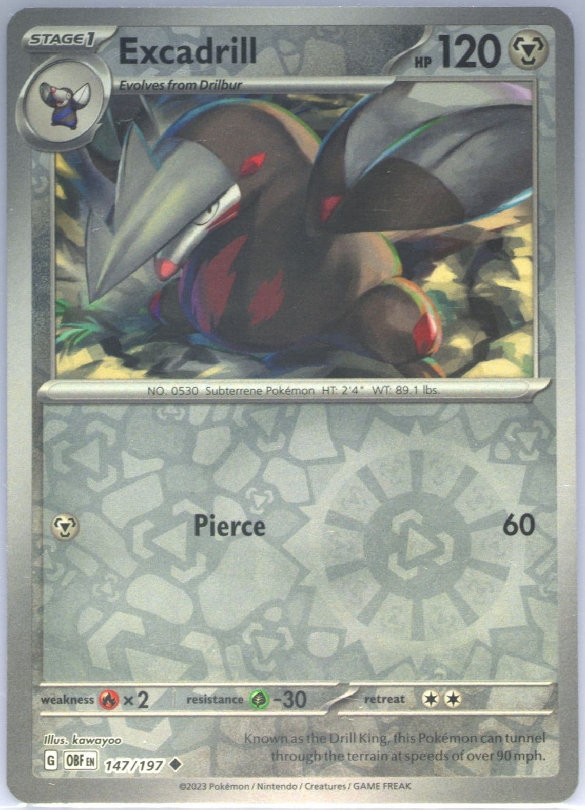 Excadrill Reverse Holo (147) 2023 Pokemon Obf EN-Obsidian Flames